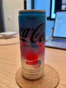 An energy drink-shaped can of Coca-Cola Zero Sugar Creations: 3000 Limited Edition.